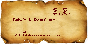 Bebők Romulusz névjegykártya